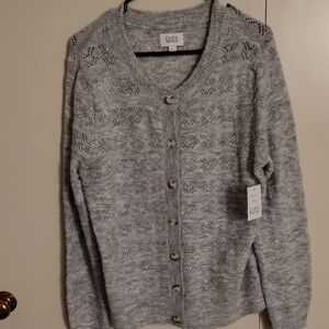 Croft & Barrow Light Gray Cardigan